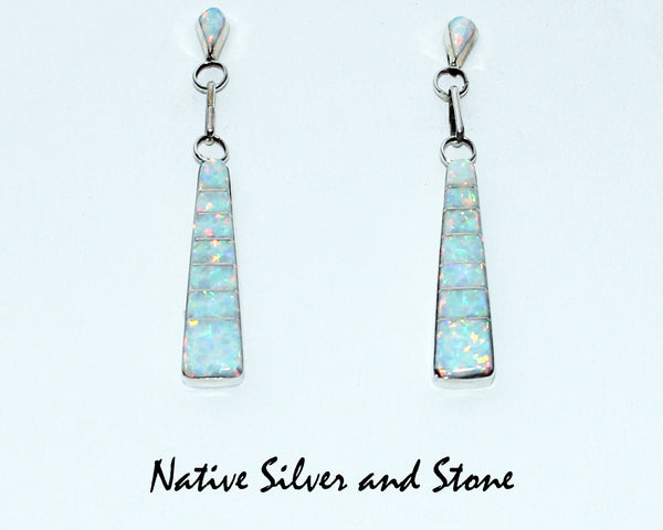 Z GWR Zuni Earrings Dangle PostChannel InlayWhite Imitation