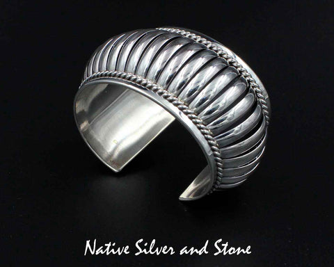 Thomas Charley/Charlie, Navajo<br>1-1/2" Bracelet<br>Cuff Segmented "Melon"<br>Size 6-3/8 (Medium-Small)