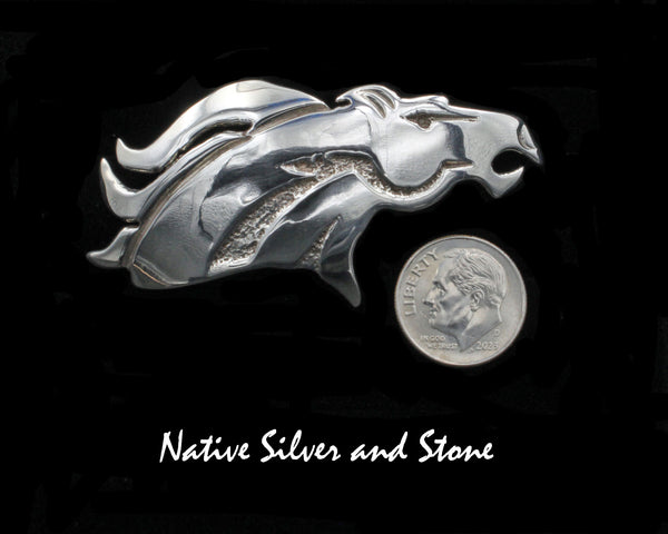 Z Allison Manuelito<br>1-5/16" Pin<br>Horse's Head in Motion<br>Sterling Silver