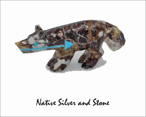 Bushytail-Wolf/Fox/Coyote<br>Zuni Fetish Carving<br>Andres Quandelacy<br>Wild Horse/Appaloosa<br>Turquoise Heartline & Eyes