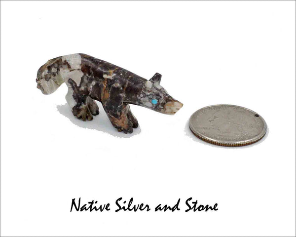 Bushytail-Wolf/Fox/Coyote<br>Zuni Fetish Carving<br>Andres Quandelacy<br>Wild Horse/Appaloosa<br>Turquoise Heartline & Eyes