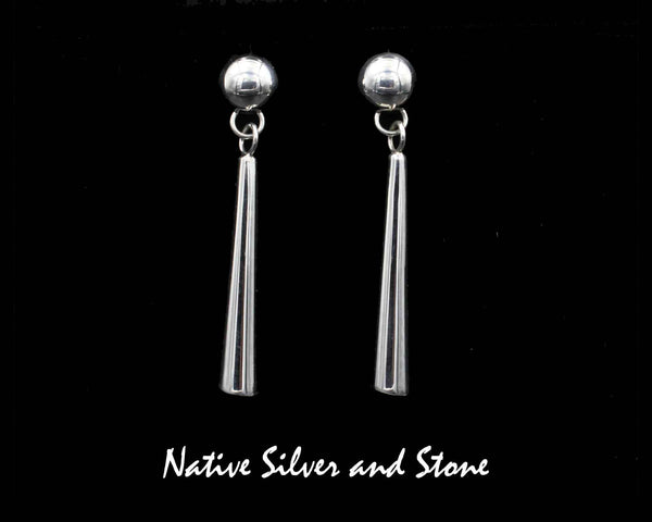 Z Artie Yellowhorse - Navajo<br>2-1/4" Earrings<br>Graduated Cones<br>10mm Dome Tops<br>Dangle Post<br>Sterling Silver