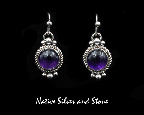 Z Artie Yellowhorse - Navajo<br>ERPA1BT<br>3/4" Earrings<br>10mm Amethyst Rounds<br>6 Bead & Single Twist<br>Hook<br>Sterling Silver