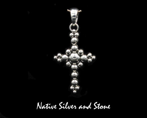 Z Artie Yellowhorse - Navajo<br>PDASMB<br>1-1/2" Pendant<br>Beaded Cross - Small<br>Sterling Silver