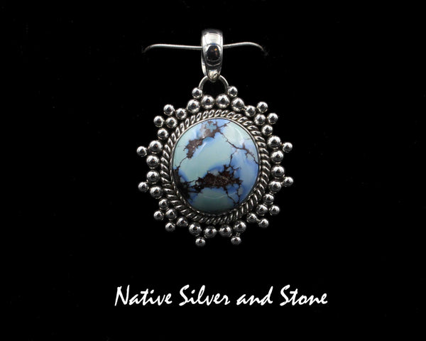 Z Artie Yellowhorse - Navajo<br>PDTTBB<br>1-3/16" Pendant<br>Golden Hills Turquoise Round<br>Single Twist & Burst Bead<br>Sterling Silver