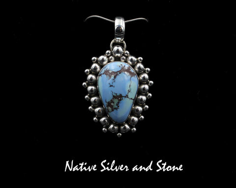 Artie Yellowhorse - Navajo<br>PDTMB<br>1-1/4" Pendant<br>Golden Hills Turquoise<br>Reverse Teardrop<br>Burst Bead<br>Sterling Silver