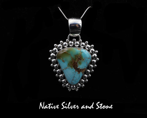 Z Artie Yellowhorse - Navajo<br>1-7/16" Pendant<br>Royston Turquoise Triangle<br>Burst Bead<br>Sterling Silver