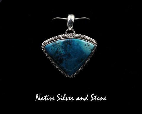 Z Artie Yellowhorse - Navajo<br>1-1/16"  Pendant<br>Shattuckite<br>Small Triangle<br>Double Twist<br>Sterling Silver