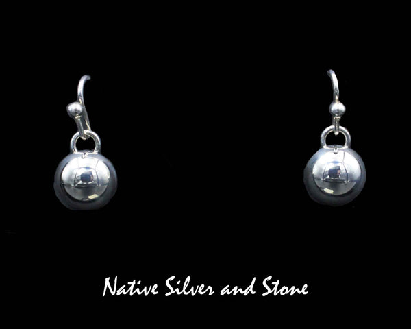 Z Artie Yellowhorse - Navajo<br>3/8" Earrings<br>10+mm Silver Dome/Dot Round<br>S Hook<br>Sterling All-Silver