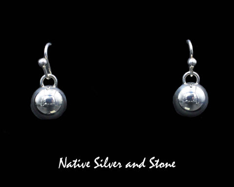 Z Artie Yellowhorse - Navajo<br>3/8" Earrings<br>10+mm Silver Dome/Dot Round<br>S Hook<br>Sterling All-Silver