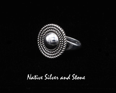 Artie Yellowhorse - Navajo<br>RGAS3T<br>3/4" Ring<br>3 Twist w 3/8" Dome<br>Sterling Silver<br>Sizes: 6, 7, 8