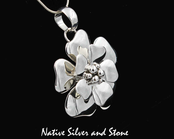 Artie Yellowhorse - Navajo<br>PDTASDW<br>1-1/4" Pendant  (Small)<br>3D Dogwood Blossom 6B<br>Sterling Silver