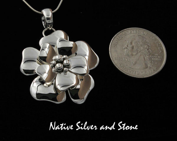 Artie Yellowhorse - Navajo<br>PDTASDW<br>1-1/4" Pendant  (Small)<br>3D Dogwood Blossom 6B<br>Sterling Silver