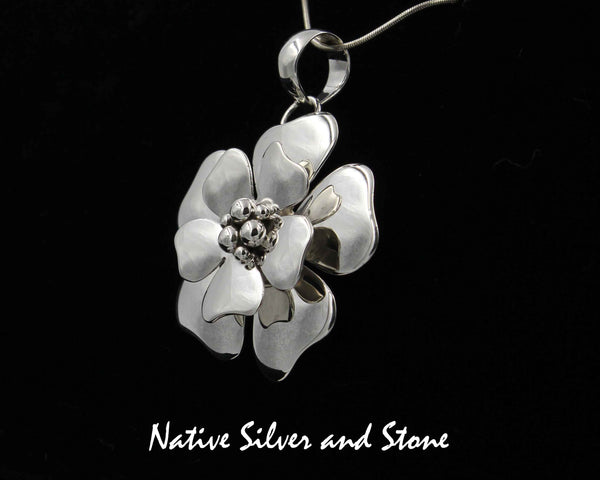 Artie Yellowhorse - Navajo<br>PDTASDW<br>1-1/4" Pendant  (Small)<br>3D Dogwood Blossom 6B<br>Sterling Silver