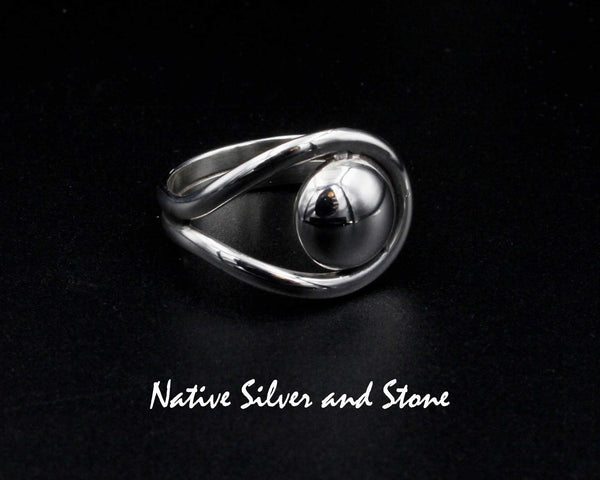 Bernyse Chavez - Navajo<br>5/8" Ring<br>Dot & Loop<br>Sterling Silver<br>Sizes 6,  8-1/2