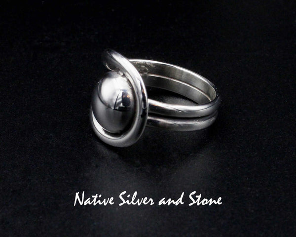 Bernyse Chavez - Navajo<br>5/8" Ring<br>Dot & Loop<br>Sterling Silver<br>Sizes 6,  8-1/2