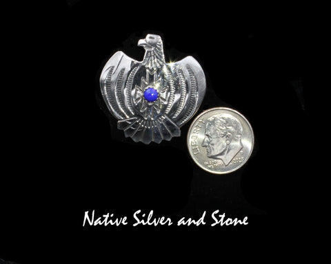Pin<br>Thunderbird with Lapis<br>Sterling Silver