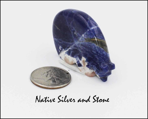 Bear on Fours<br>Zuni Fetish Carving<br>Cheryl Beyuka<br>Sodalite (Blue)<br>Medium