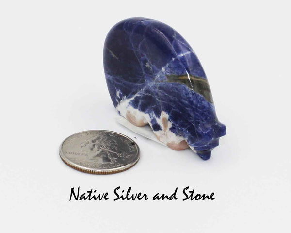 Bear on Fours<br>Zuni Fetish Carving<br>Cheryl Beyuka<br>Sodalite (Blue)<br>Medium