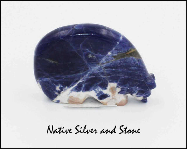Bear on Fours<br>Zuni Fetish Carving<br>Cheryl Beyuka<br>Sodalite (Blue)<br>Medium