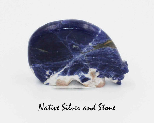 Bear on Fours<br>Zuni Fetish Carving<br>Cheryl Beyuka<br>Sodalite (Blue)<br>Medium