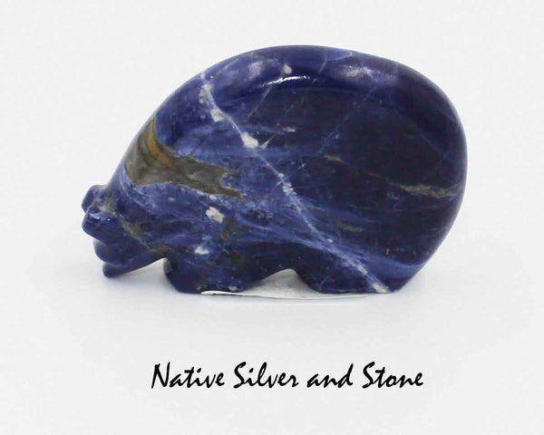Bear on Fours<br>Zuni Fetish Carving<br>Cheryl Beyuka<br>Sodalite (Blue)<br>Medium