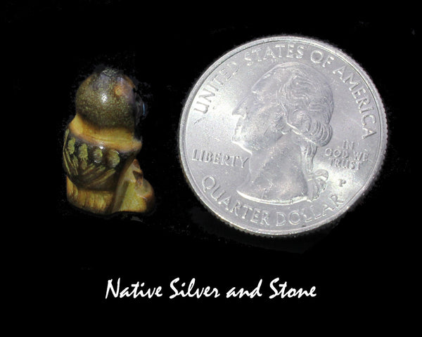 Bird<br>Owl<br>Zuni Fetish Carving  21/32"<br>Craig Haloo<br>Antler<br>Turquoise Accents