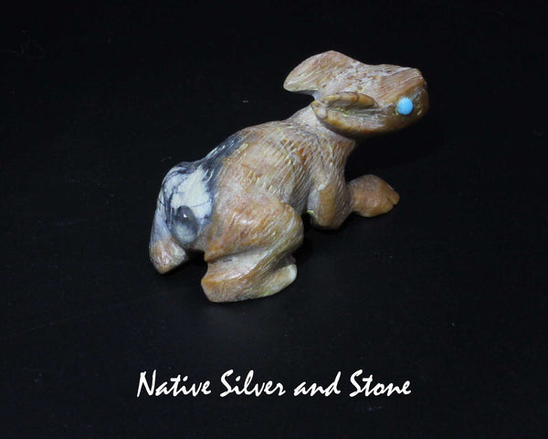 Rabbit<br>Zuni Fetish Carving<br>Dane Malani<br>Picasso Marble with<br>Turquoise Eyes