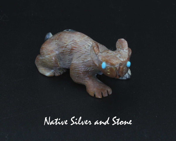Rabbit<br>Zuni Fetish Carving<br>Dane Malani<br>Picasso Marble with<br>Turquoise Eyes