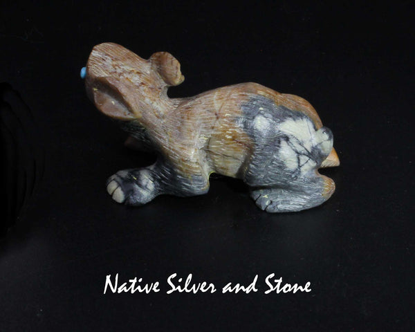 Rabbit<br>Zuni Fetish Carving<br>Dane Malani<br>Picasso Marble with<br>Turquoise Eyes