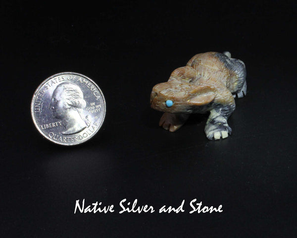 Rabbit<br>Zuni Fetish Carving<br>Dane Malani<br>Picasso Marble with<br>Turquoise Eyes