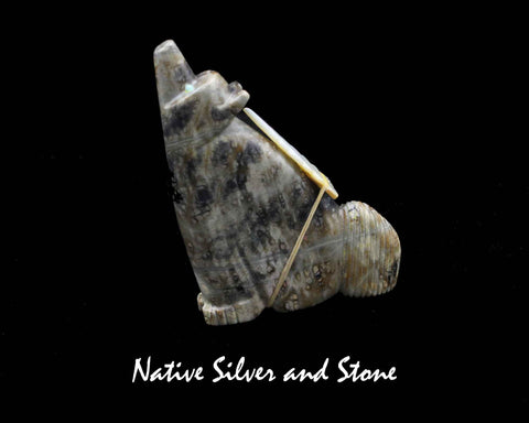 Coyote (Bushtytail) Howling<br>w Arrow Bundle<br>Zuni Fetish Carving<br>Daphne Neha<br>Picasso with Turquoise Accents