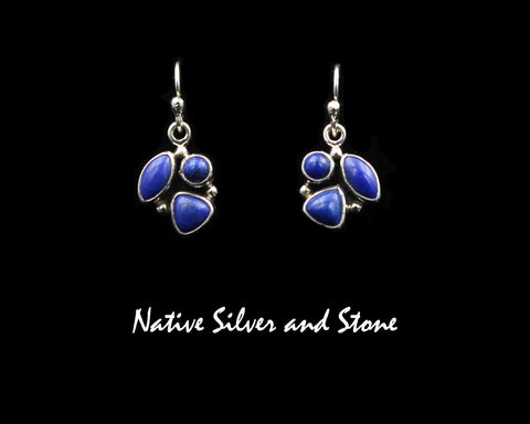 Diane Wylie - Navajo<br>1/2" Earrings<br>Lapis Lazuli<br>Freeform Leaves<br>Sterling Silver