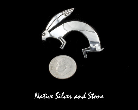 ED - Navajo<br>1-3/16" Pin<br>Jack Rabbit - Medium<br>Sterling Silver