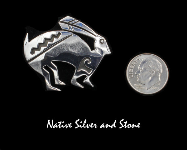 ED - Navajo<br>1-1/4" Pin<br>Jack Rabbit - Medium<br>Sterling Silver