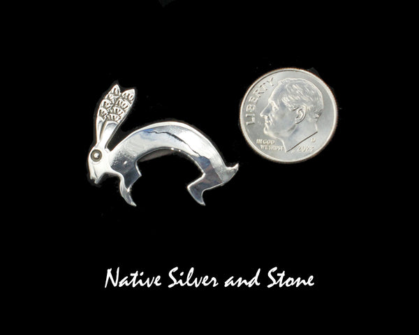 ED - Navajo<br>13/16" Pin<br>Jack Rabbit - Small<br>Sterling Silver