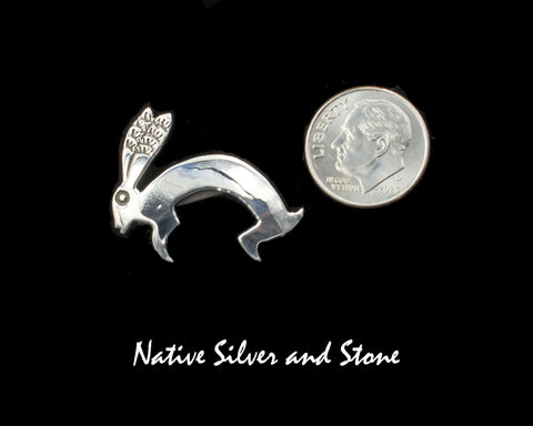 ED - Navajo<br>13/16" Pin<br>Jack Rabbit - Small<br>Sterling Silver