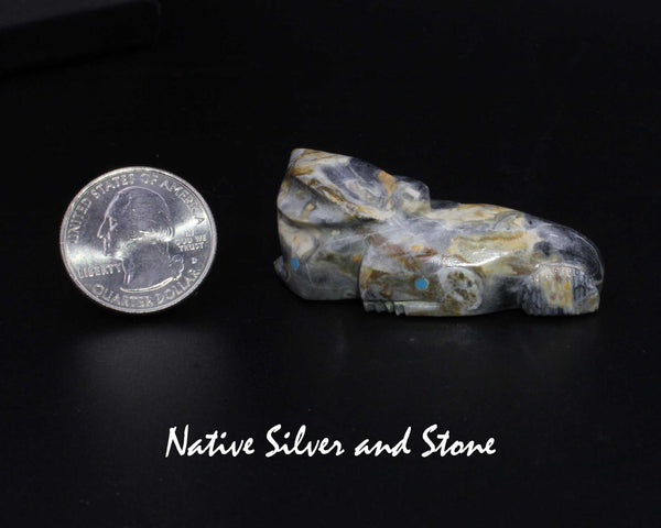 Rabbit<br>Zuni Fetish Carving<br>Ephran Chavez<br>Sodalite with Turquoise Dot Accents