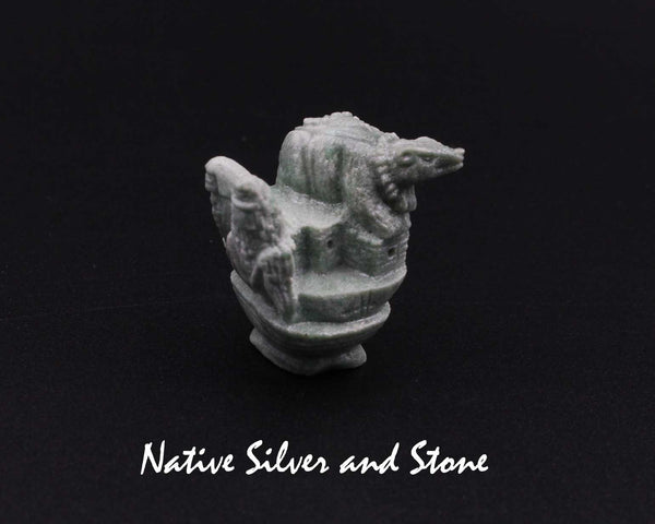 Z Bear, Corn Maidens, Pueblo<br>Diorama-Mini<br>Zuni Fetish Carving<br>Florentino Martinez<br>Turquoise (Serpentine)