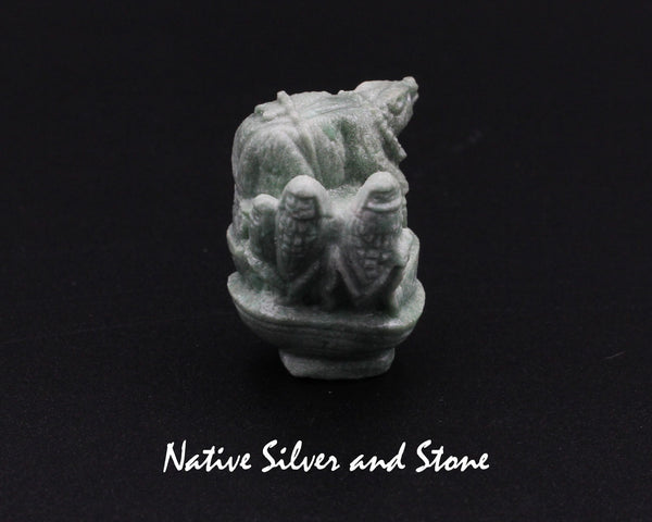 Z Bear, Corn Maidens, Pueblo<br>Diorama-Mini<br>Zuni Fetish Carving<br>Florentino Martinez<br>Turquoise (Serpentine)