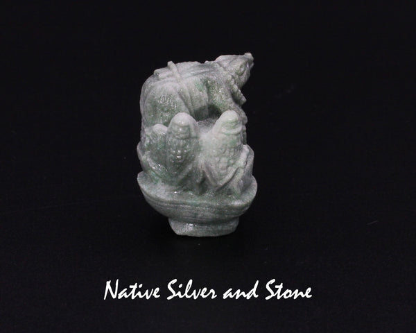 Z Bear, Corn Maidens, Pueblo<br>Diorama-Mini<br>Zuni Fetish Carving<br>Florentino Martinez<br>Turquoise (Serpentine)