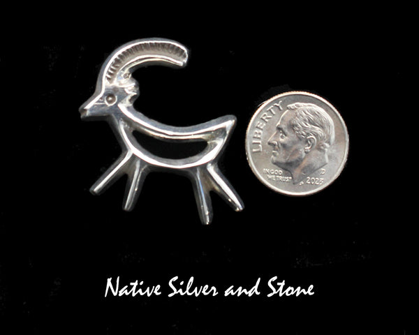 Frances Jones, Navajo<br>1-1/4" Pin<br>Ram<br>Sandcast<br>Sterling Silver