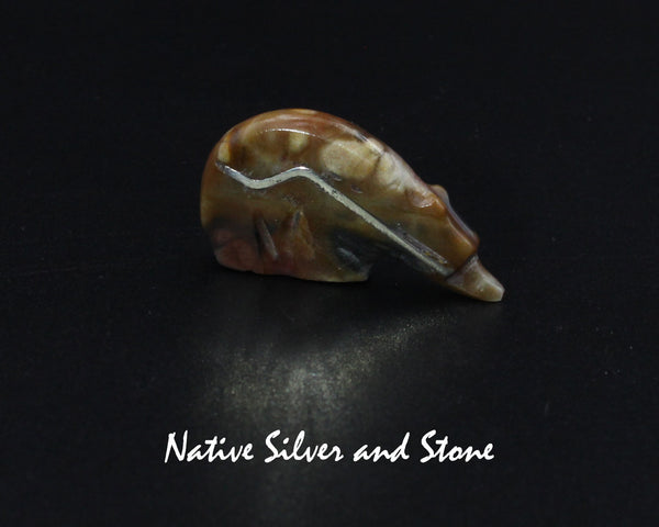Bear on Fours<br>Zuni Fetish Carving<br>Kenny Chavez<br> Picasso Marble-Small<br>Sterling Silver