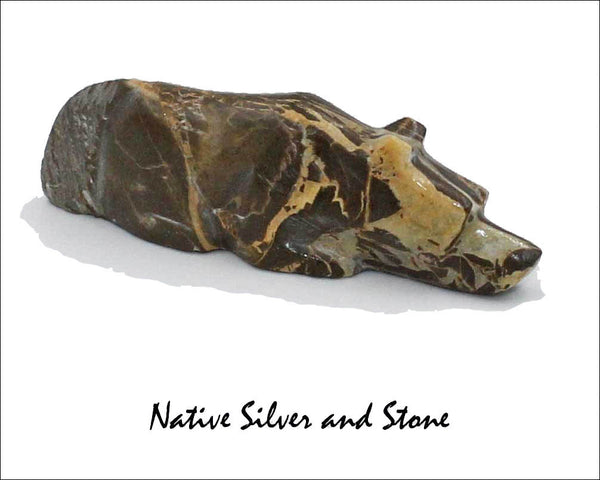 Z Bushytail-Wolf/Coyote/Fox<br>Zuni Fetish Carving<br>Kenny Chavez<br>Picasso Marble