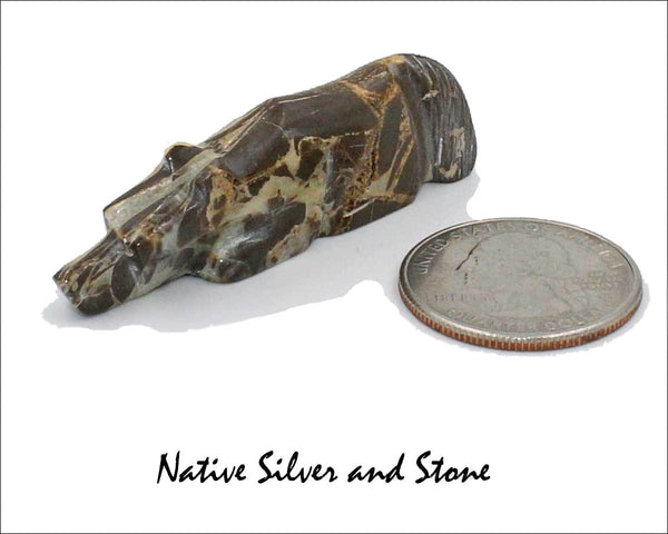 Z Bushytail-Wolf/Coyote/Fox<br>Zuni Fetish Carving<br>Kenny Chavez<br>Picasso Marble