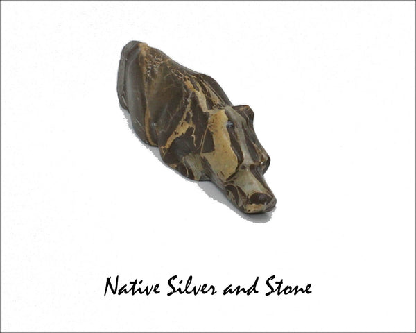 Z Bushytail-Wolf/Coyote/Fox<br>Zuni Fetish Carving<br>Kenny Chavez<br>Picasso Marble