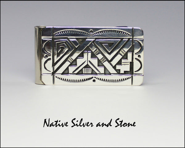Z Peter Nelson - Navajo<br>Money Clip - Plain<br>Oxidized Overlay<br>Sterling Silver