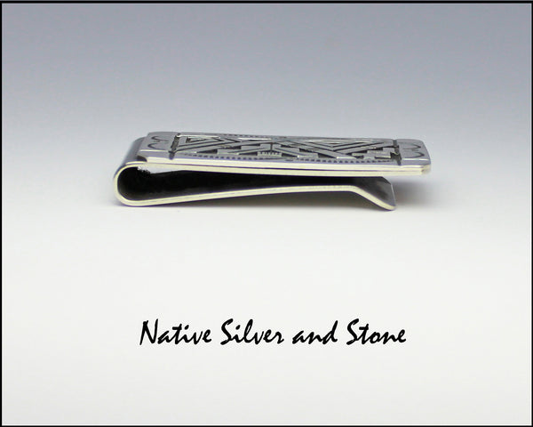 Z Peter Nelson - Navajo<br>Money Clip - Plain<br>Oxidized Overlay<br>Sterling Silver