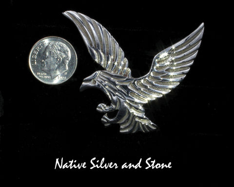 Robbie Manuelito<br>2" Pin<br>Flying Eagle<br>Sterling Silver