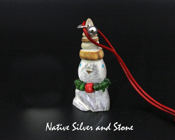 Cat<br>Domestic Cat<br>"Elf" Christmas Ornament 2<br> Beanie Hat & Bell<br>Diopside & Coral Necklace<br>Zuni Fetish Carving<br>Robert Weahkee<br>Deer Antler w Turquoise Eyes